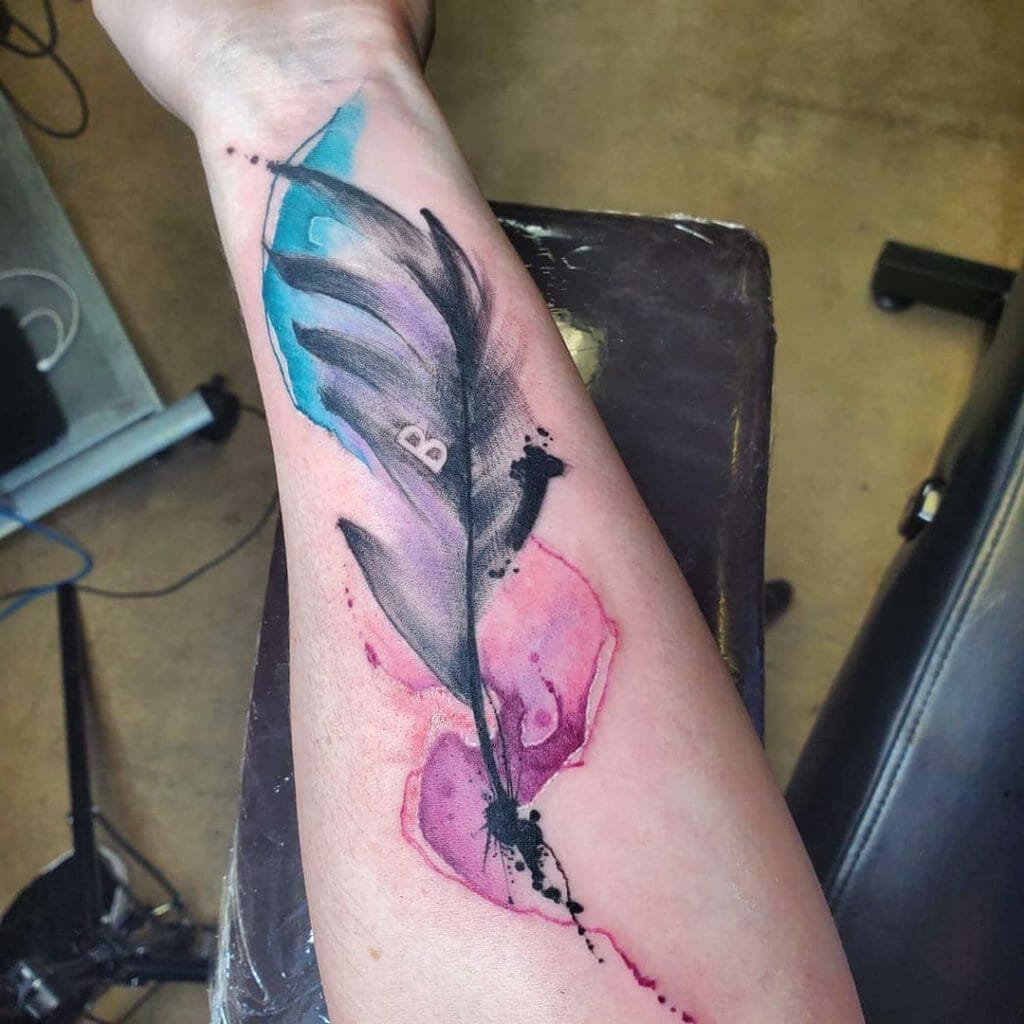 Watercolor Feather Tattoo