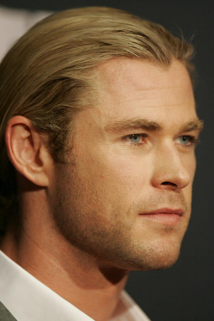 Chris Hemsworth Haircut With Slicked Back Hair