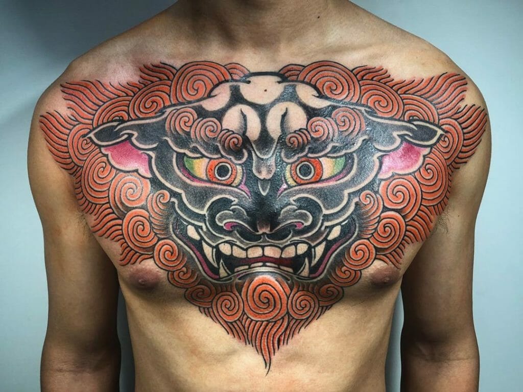Chest foo dog male tattoo 1 Outsons