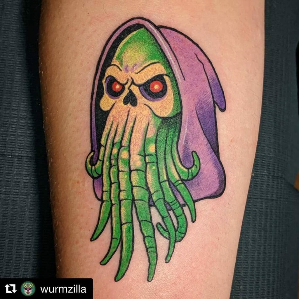 Colorful ink Cthulhu tattoo sign Outsons