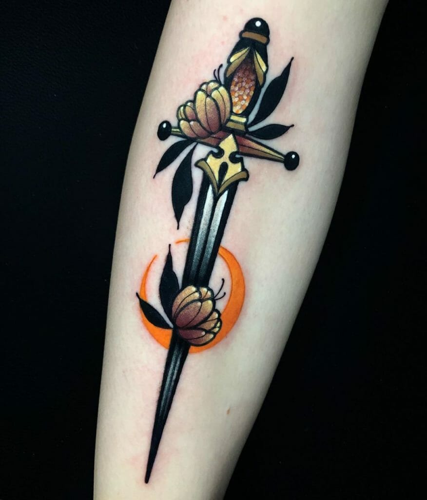 Colorful ink dagger tattoo designs Outsons
