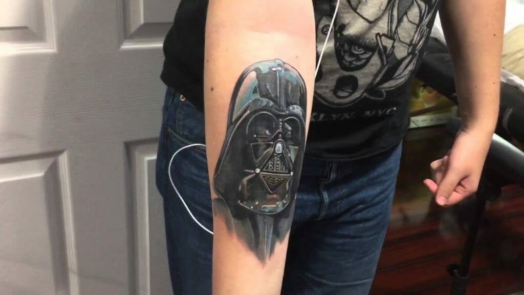 4 day old Darth Vader by Pussifer tattoos in Belfast UK I love the style  and little details Hurt like hell on the wrist but worth the sacrifice   rtattoo