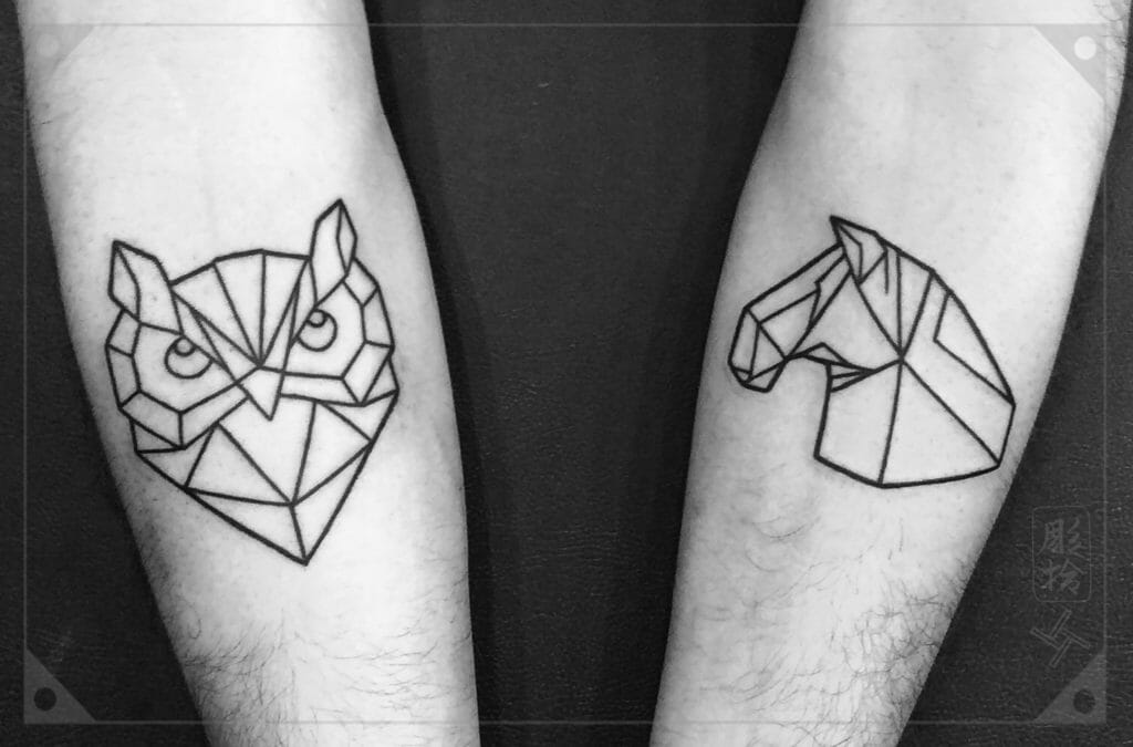 Geometric owl design tattoo ideas