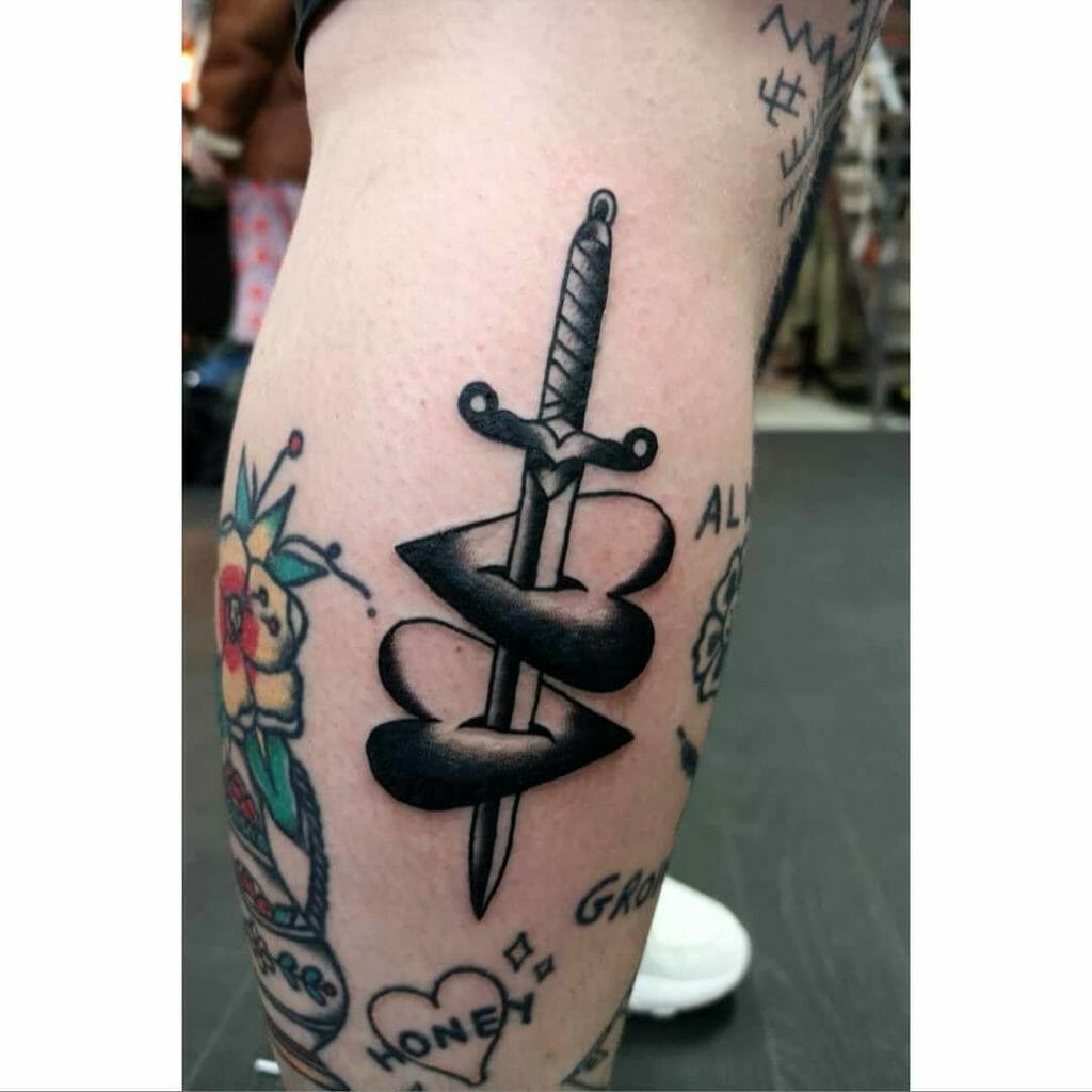 Heart traditional knife tattoo ideas Outsons