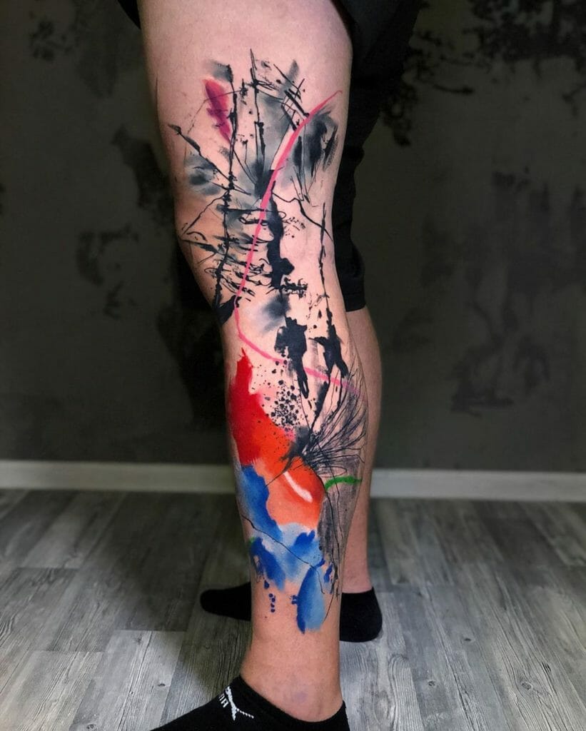 Leg tattoo abstract art Outsons