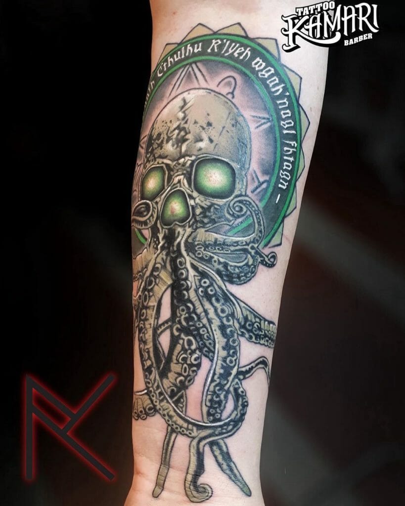 Lyeh black Cthulhu Lovecraft tattoo Outsons