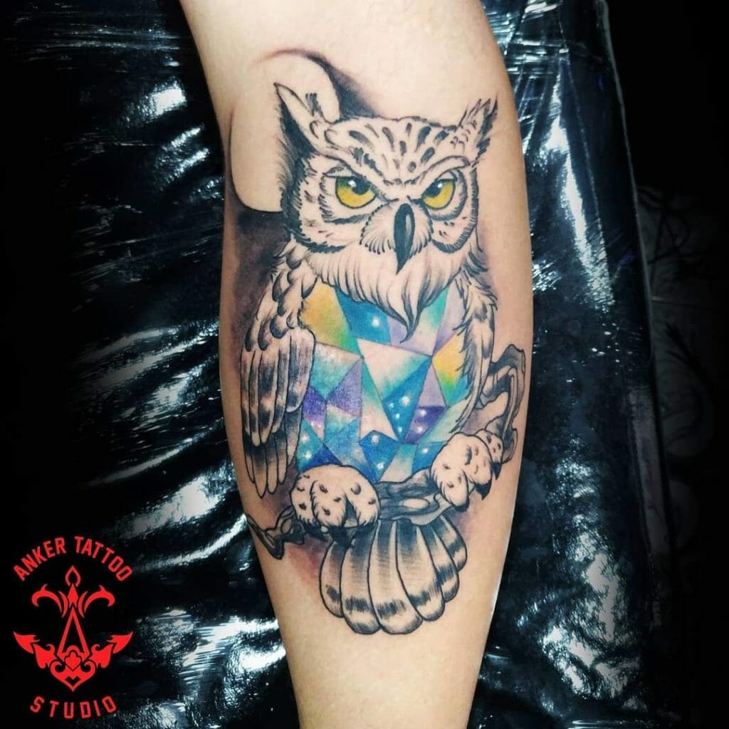Mens geometric owl art cart tattoo
