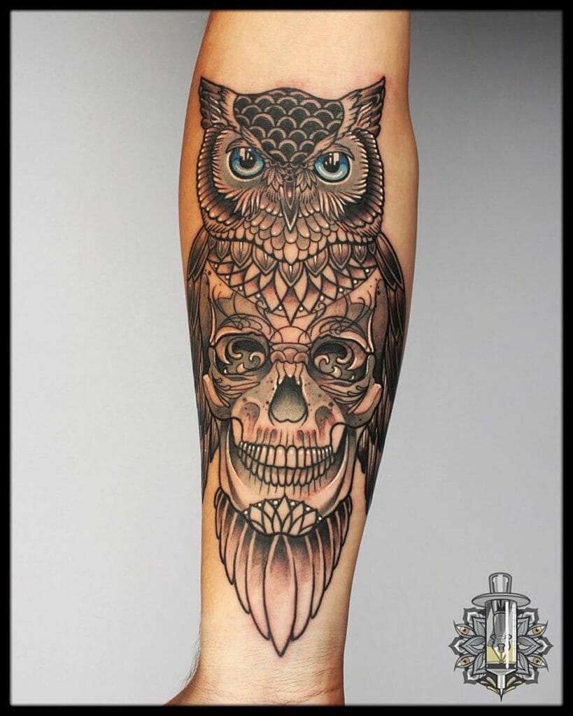 Mens geometric owl marketplace tattoo