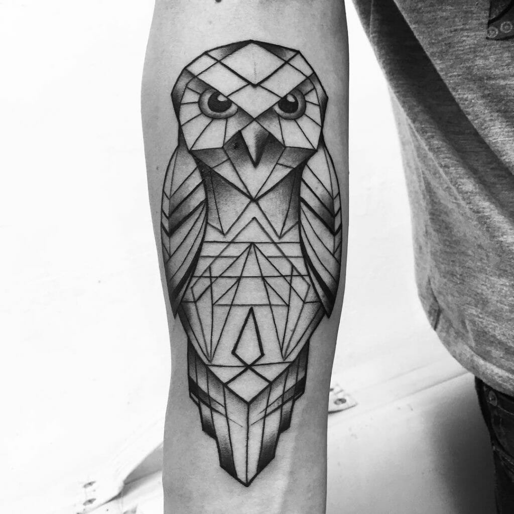 Mens geometric owl username password tattoo
