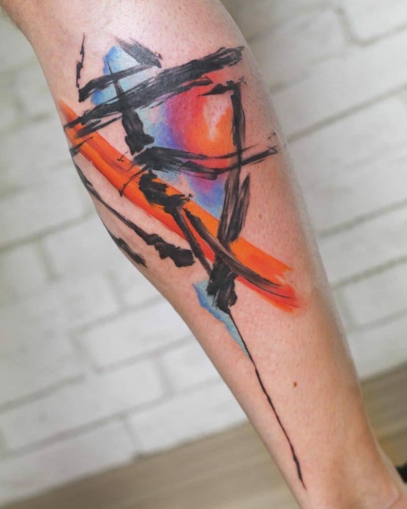 Red abstract art tattoo Outsons