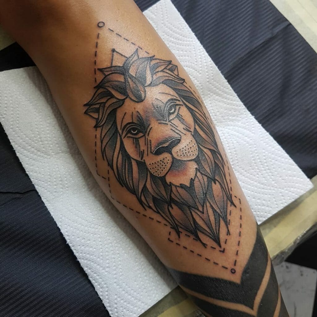 Tattoo geometric lion1 Outsons