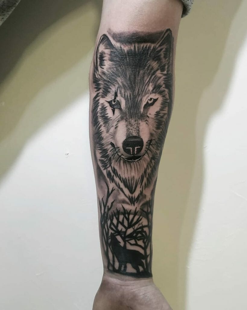 Wolf sign black ink tattoo Outsons