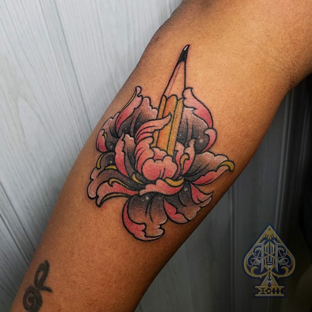 Colored Lotus Flower Tattoo