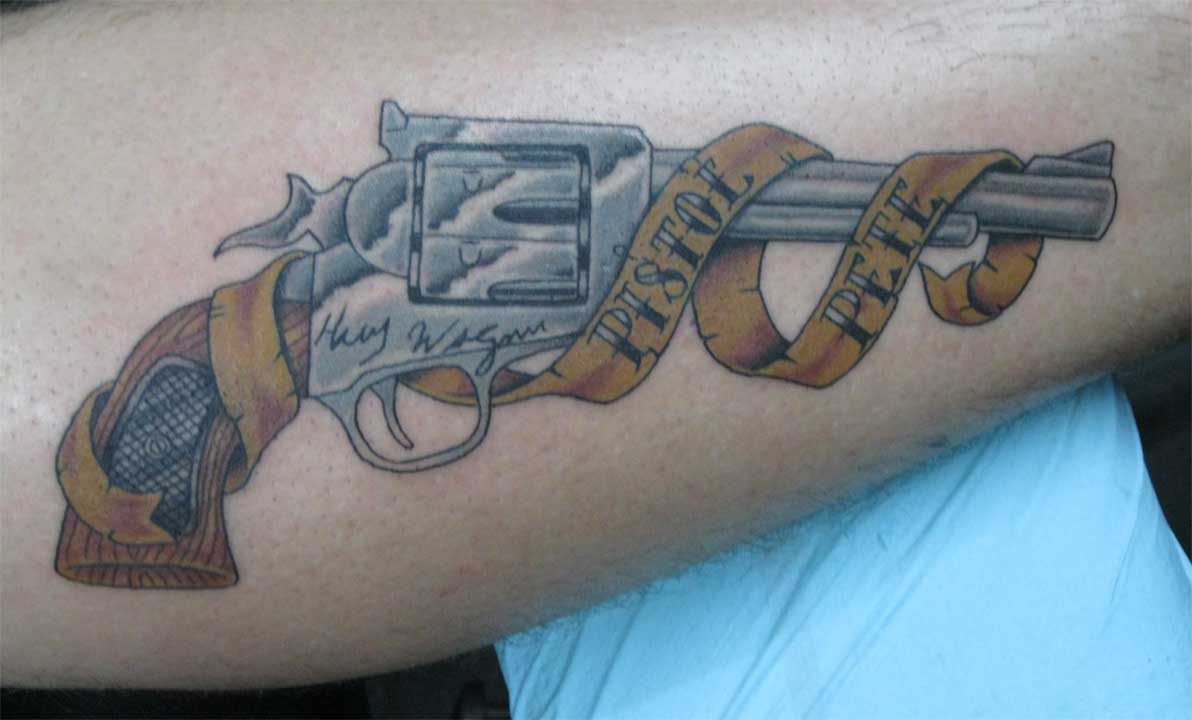 Revolver tattoo by Joe Mallard of North Street Tattoo in Salem MA  r tattoos