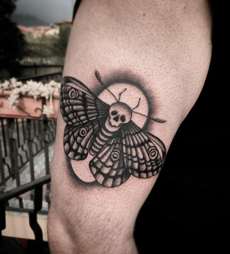 Moth chest tattoo design