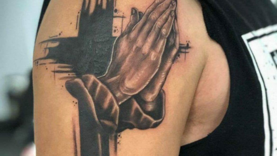1. Praying Hands Tattoo Designs on Shoulder - wide 8