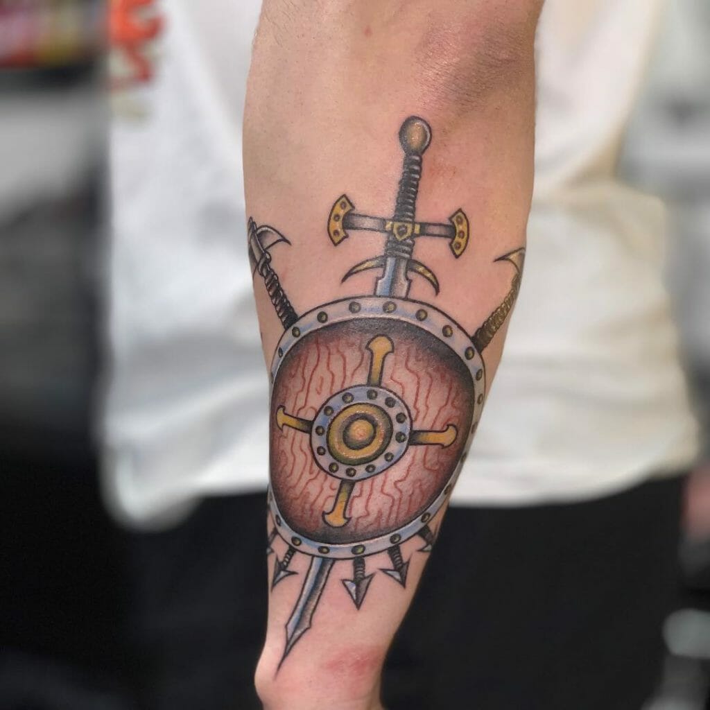 Shield Tattoo With A Sword