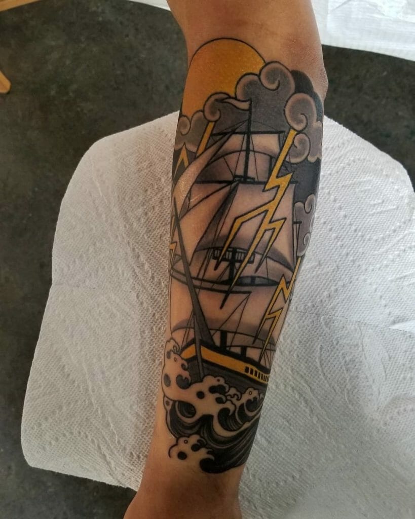 Ship tattoo sleeve