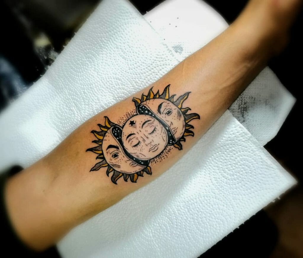 Sun Moon design tattoo