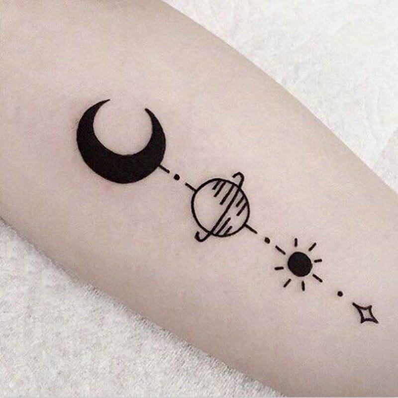 Sun moon stars tattoo