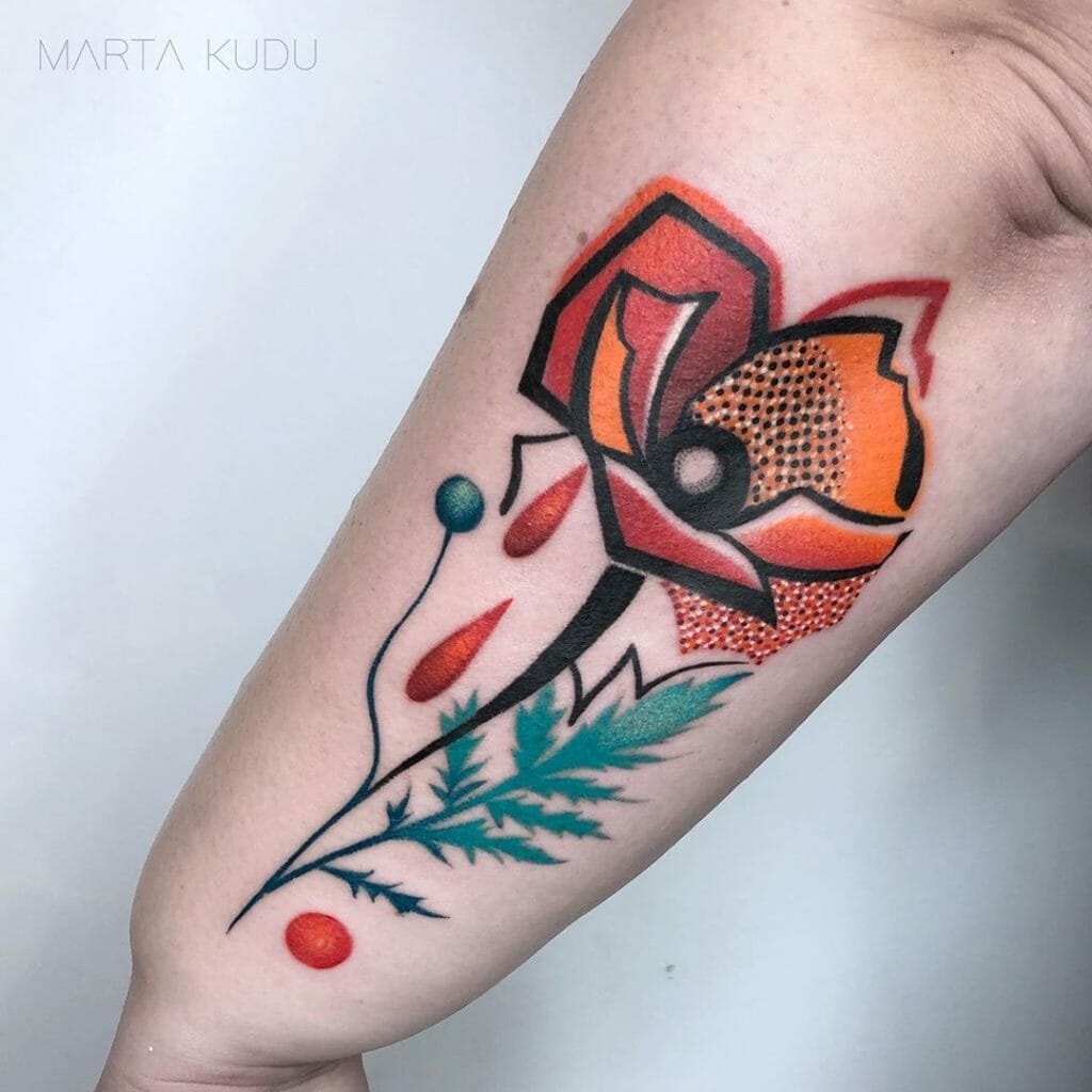 Watercolor poppy tattoo