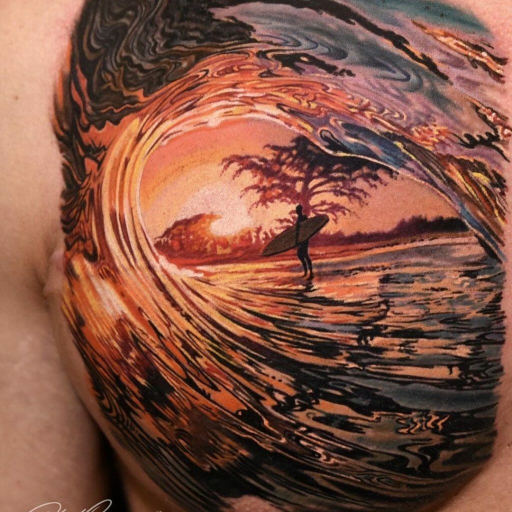 Wave design tattoo