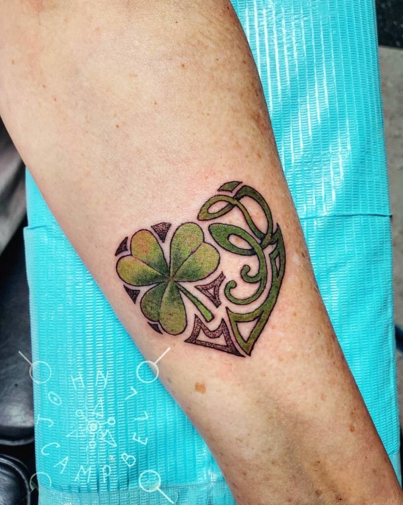 Word shamrock Celtic tattoo