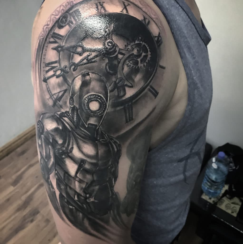 robot arm tattoo