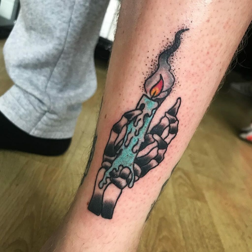 Neo Traditional Candle Tattoo