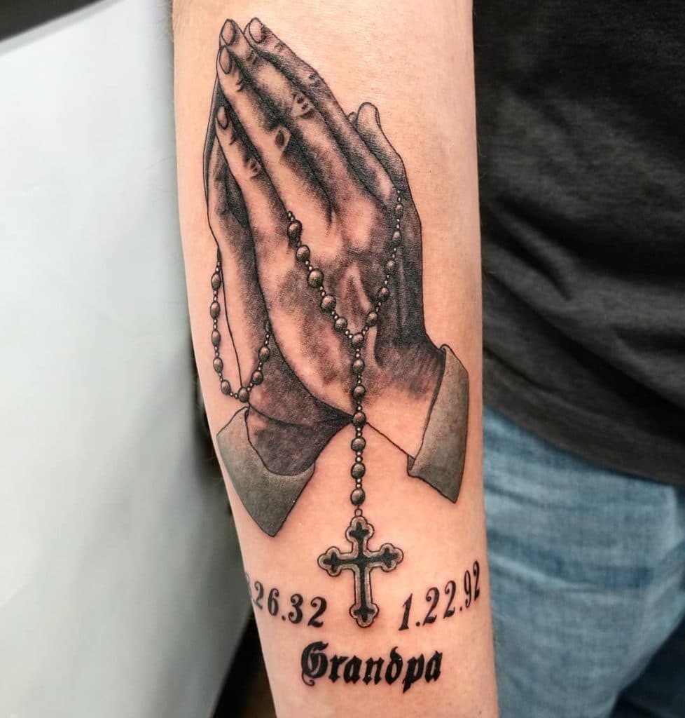 Forearm A Rosary Tattoo