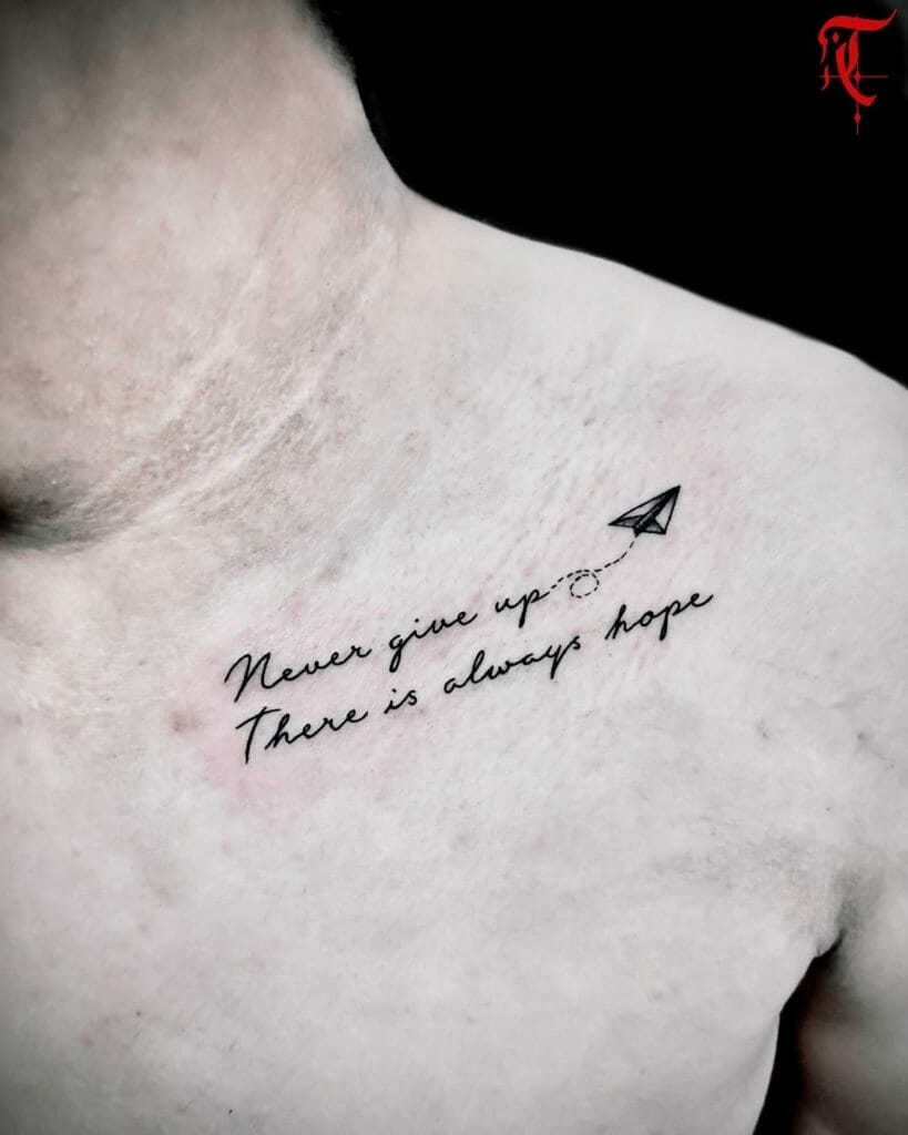 chest word tattoo