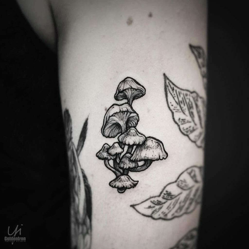 Mushroom trippy tattoo designs