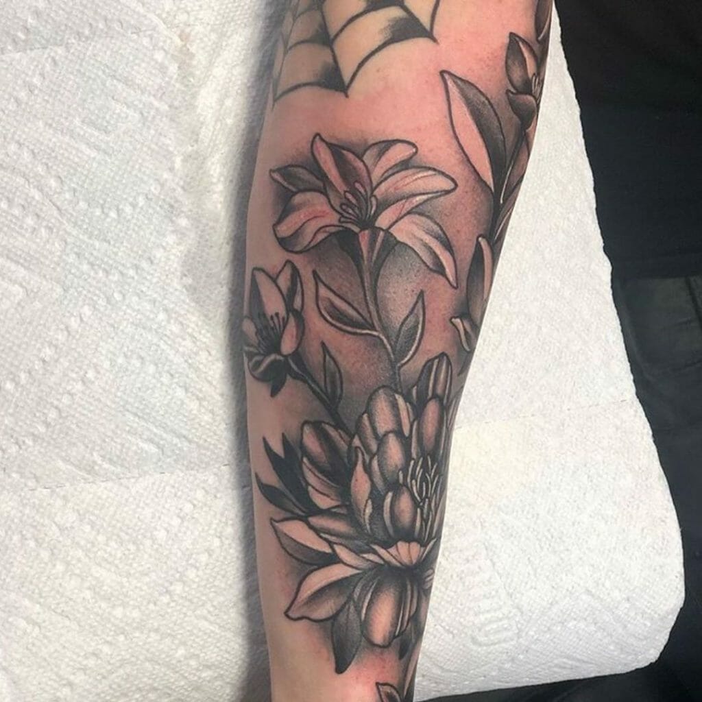 Sleeve flower tattoo