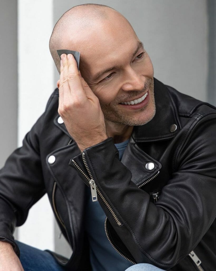 Stylish bald man