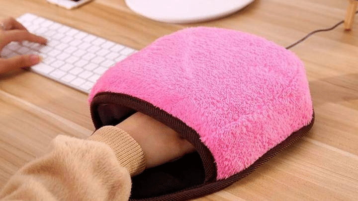 USB Heated Mouse Pad Mouse Hand Warmer with Wristguard Warm Winter Black 