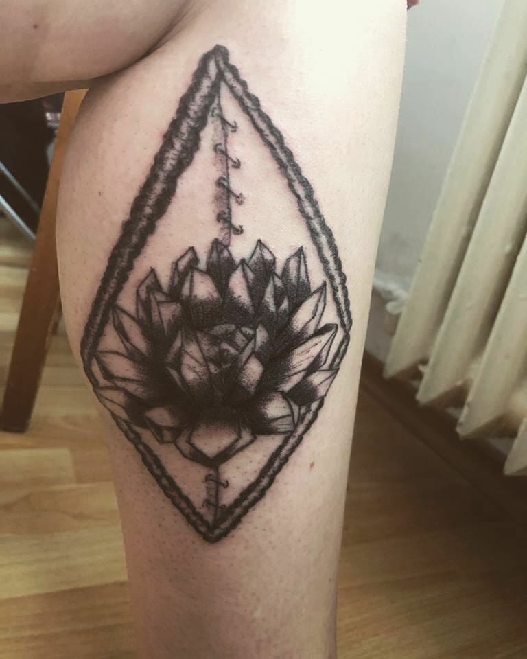 Lotus Flower Black And White Tattoo