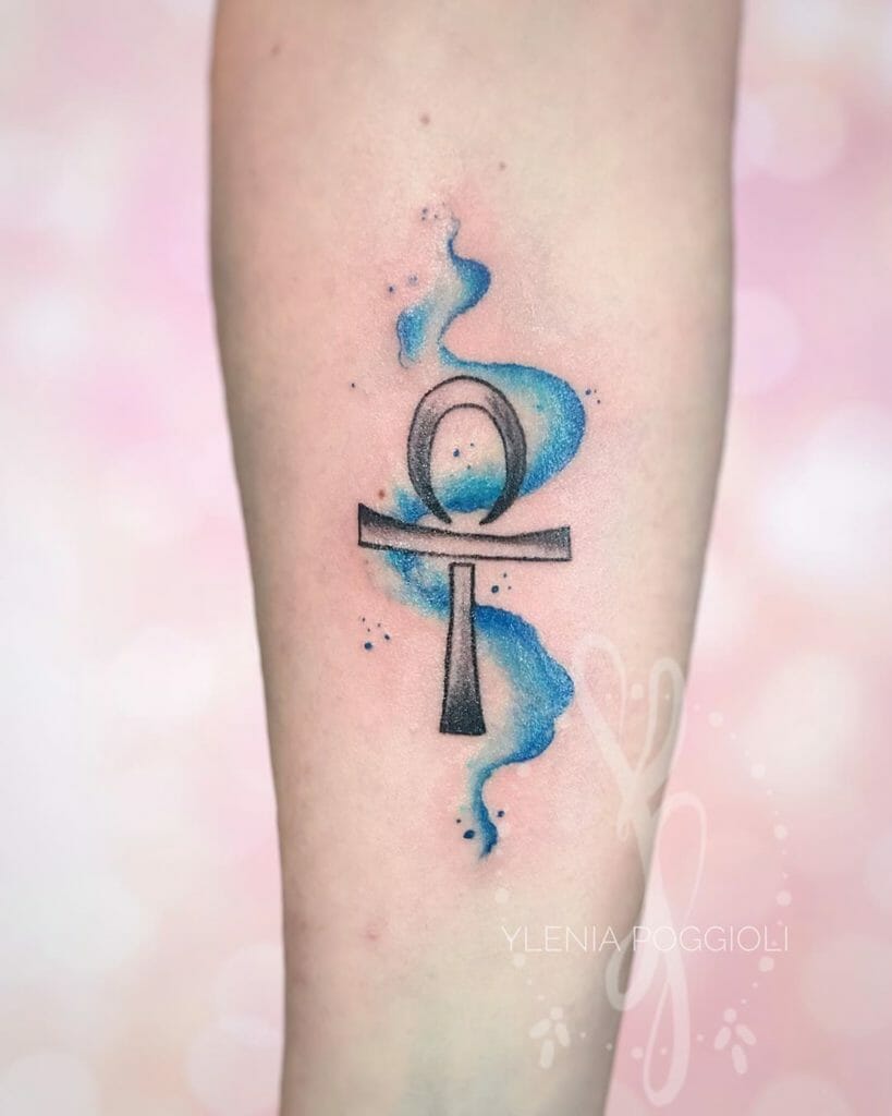 Ankh Key Tattoo With Blue Ink Outsons