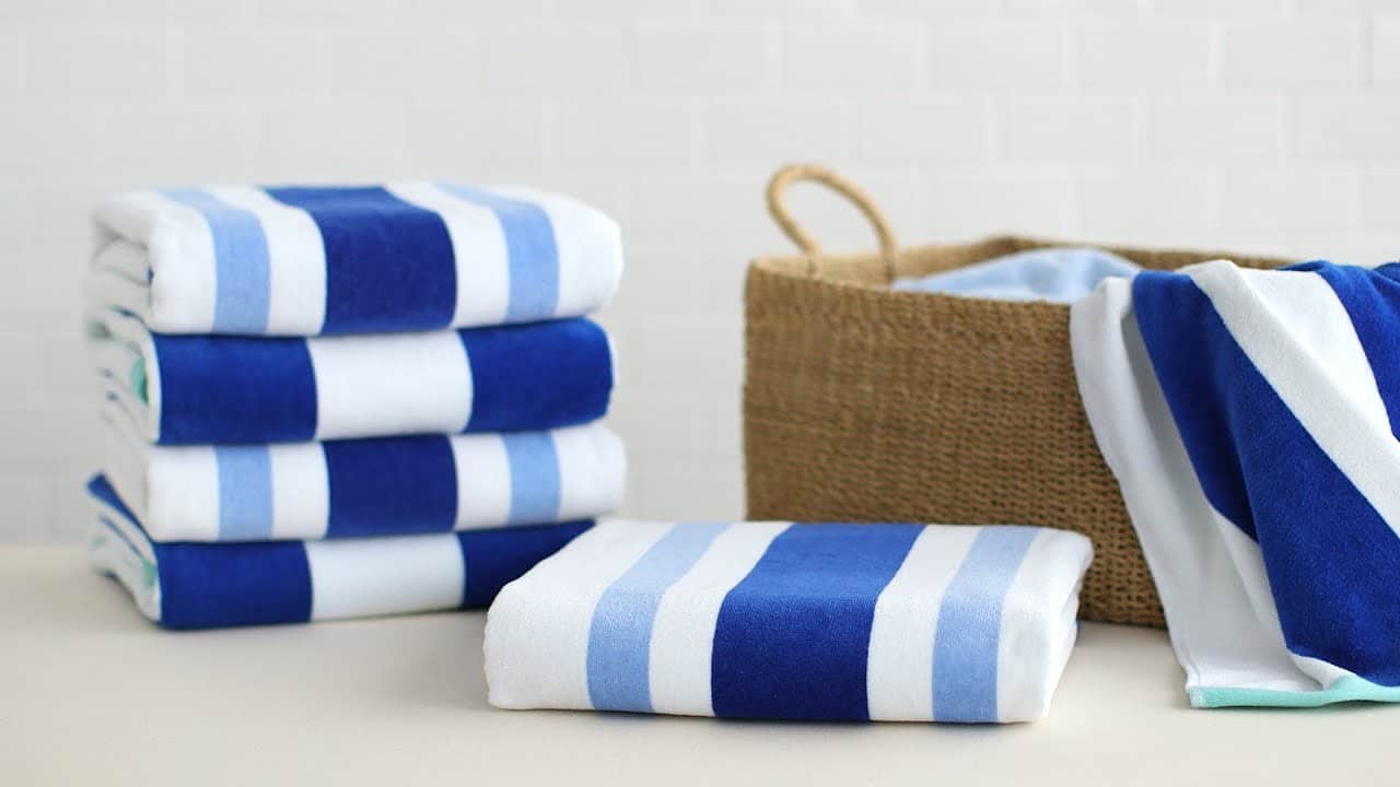 Turquoise Blue GLAMBURG 4 Pack Cabana Stripe Beach Pool Bath Towel Set 30X60,100% Cotton Towels Large Oversized Beach Towels Beach Bath Towel Beach Blanket Highly Absorbent Large Bath Towel