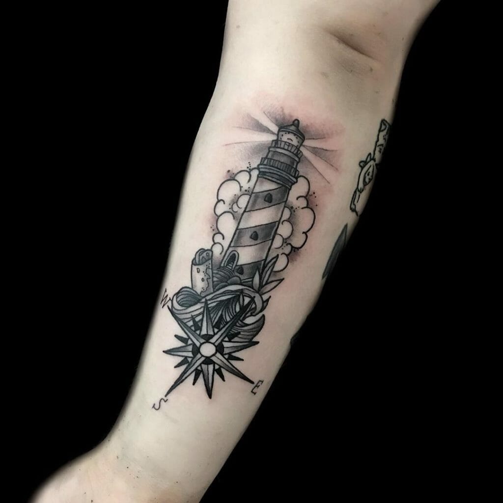 Black And Grey Lighthouse Tattoo Outsons