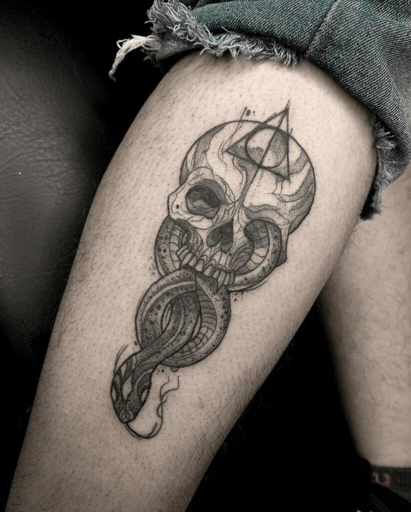 Black Ink Tattoo Deathly Hallows Design Outsons