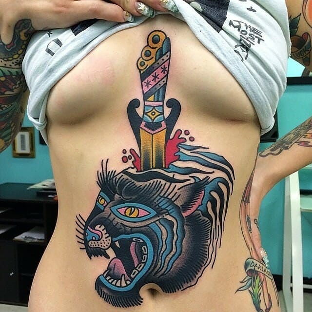 Black Panthera Animal Underboob Tattoo Outsons
