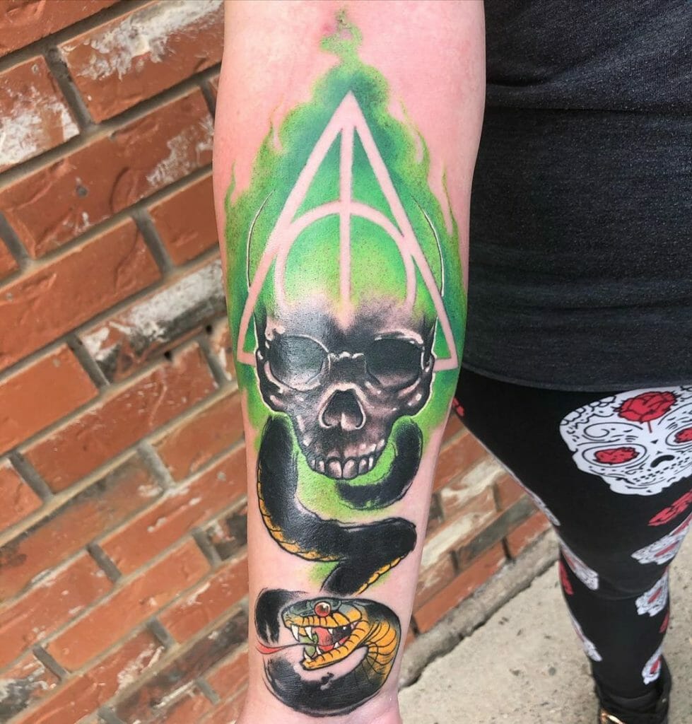 Colorful Deathly Hallows Tattoo Design Outsons