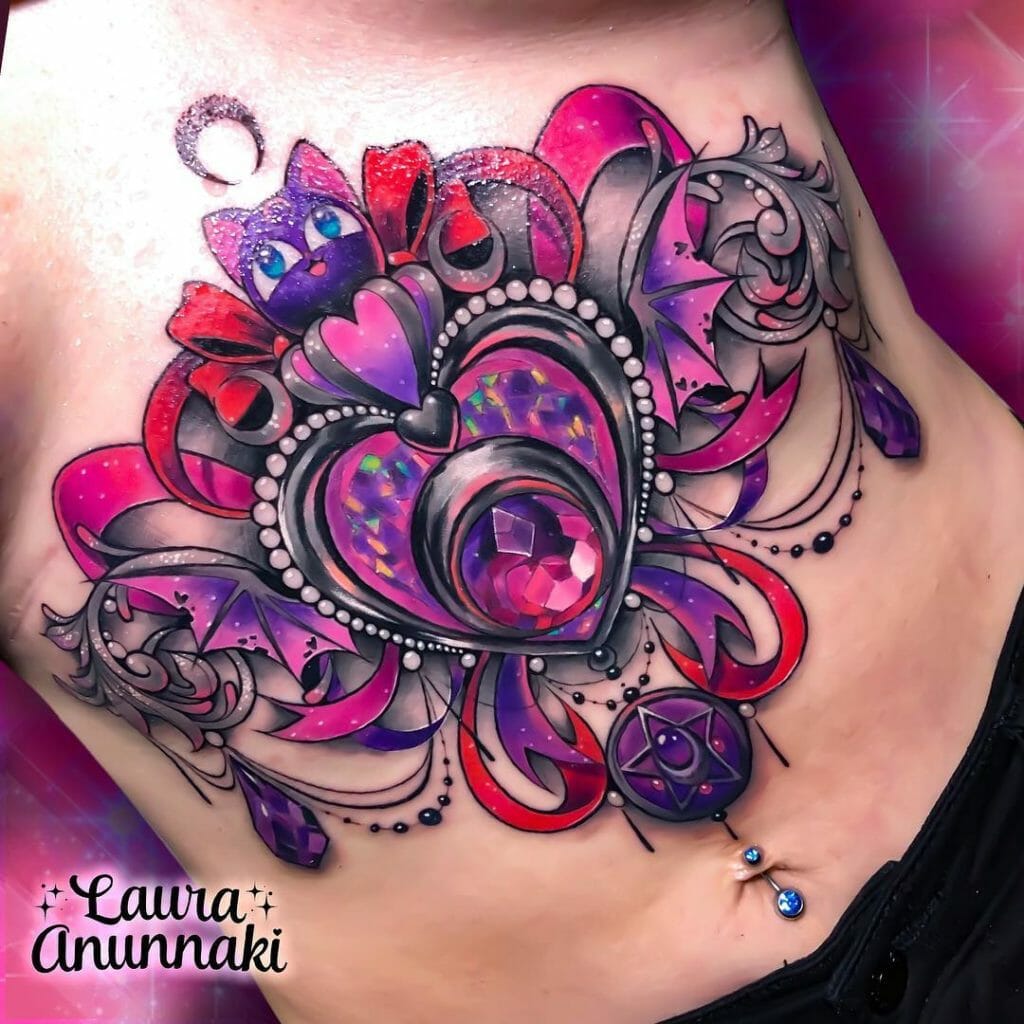 Detailed Blackmoon Sternum Tattoo Outsons
