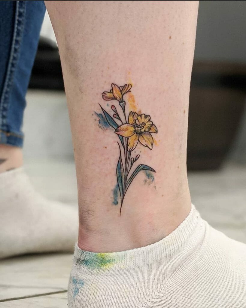 Flower Daffodils Tattoo Designs 