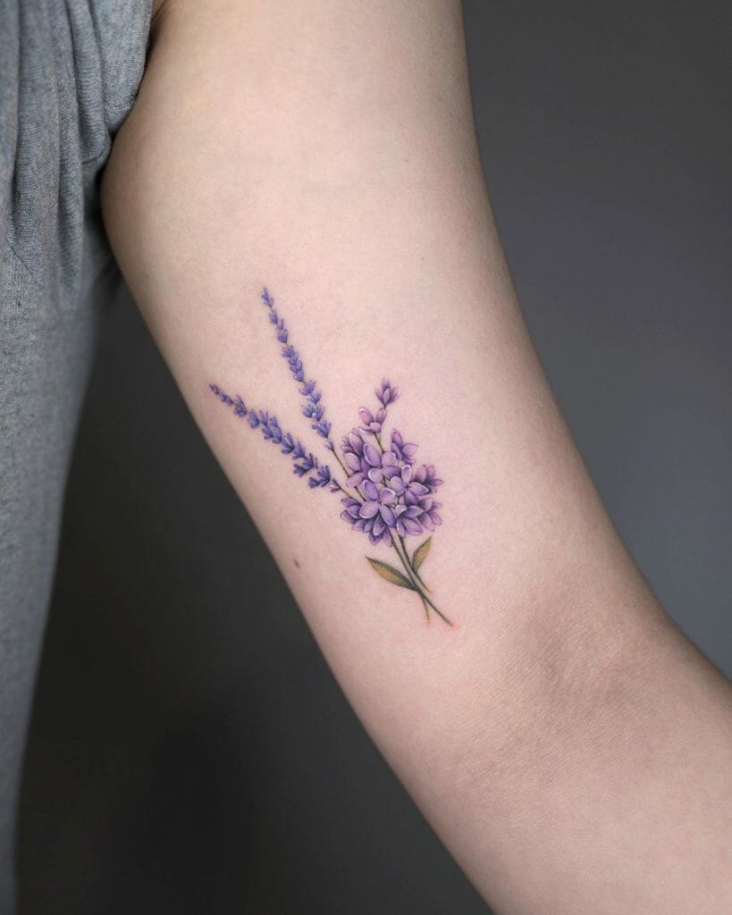 Lavender Tattoo Inner Bicep Outsons