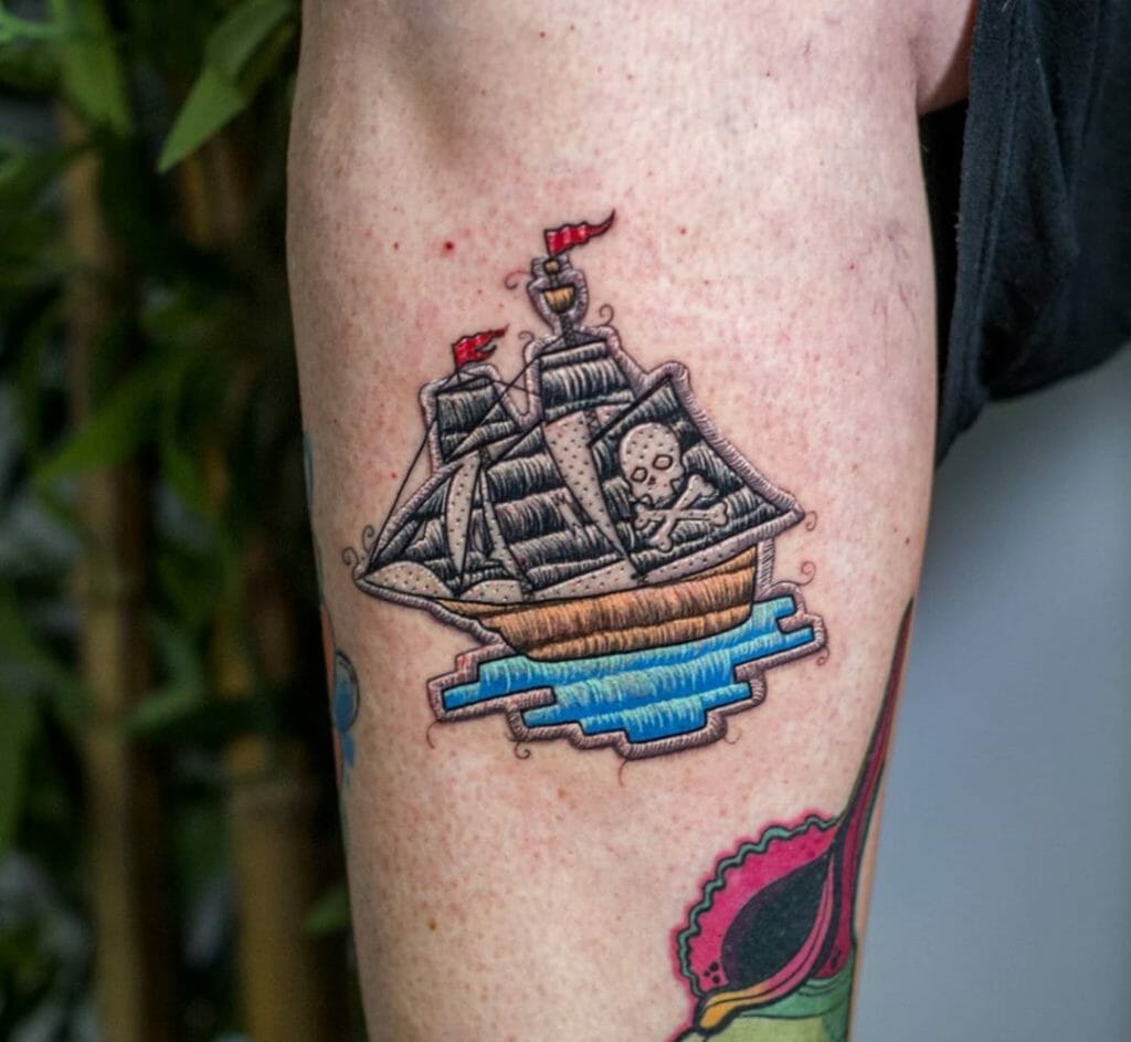 Pirate Ship Inspired Stitches Tattoo Outsons