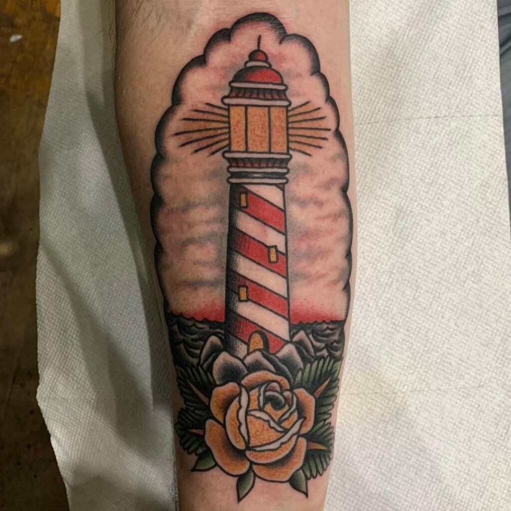 Red Lighthouse Tattoo Design Floral Outsons