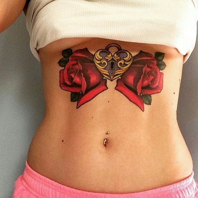 Small Feminine Rose Underboob Tattoo Outsons