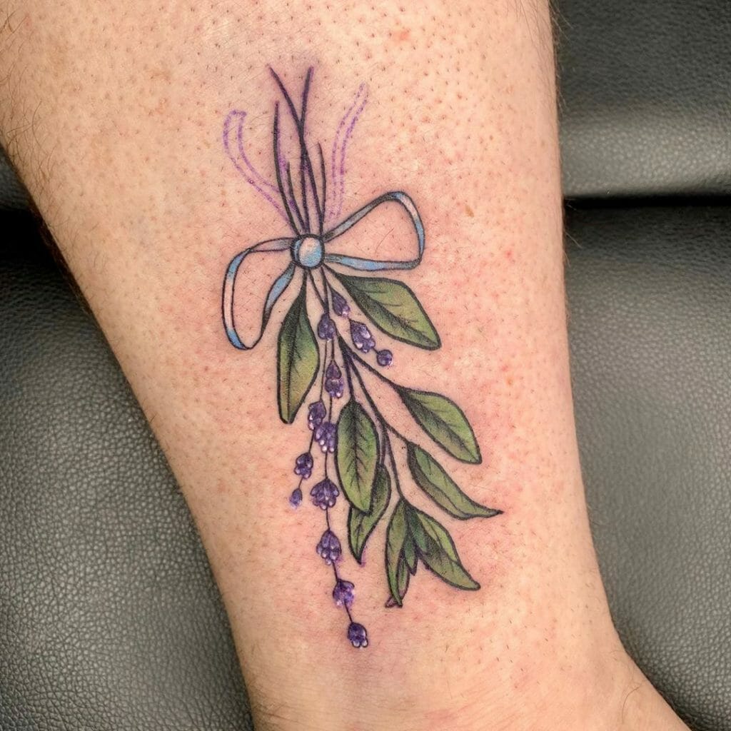 Small Lavender Tattoo Over Leg Outsons