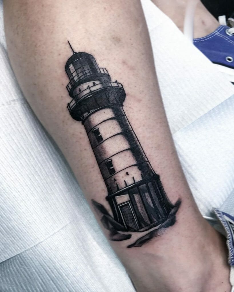 Small Lighthouse Tattoo Black White Outsons